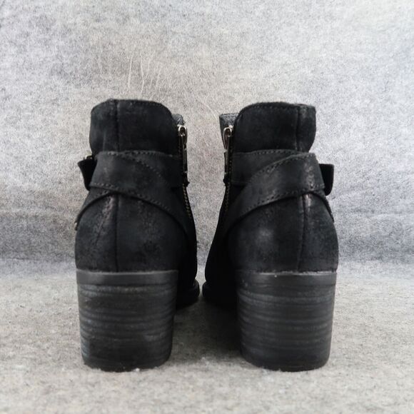 Born Shoes Womens 6 Booties Morocco Leather Distressed Buckle Strap Black Zip - Picture 4 of 16